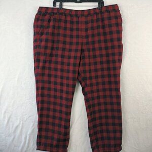 LL Bean Mens Fleece Lined Flannel Lounge Pants Size XXL Red Buffalo Plaid Pajama